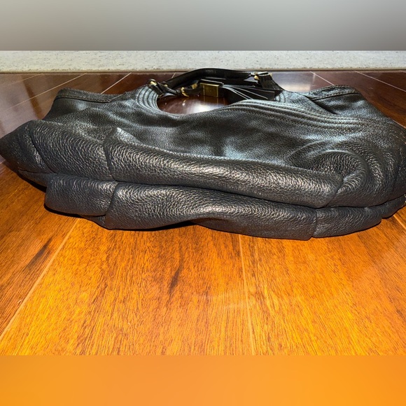 orYANY New York Black Leather Hobo Shoulder Bag Brass Hardware Slouchy Purse - Picture 8 of 8